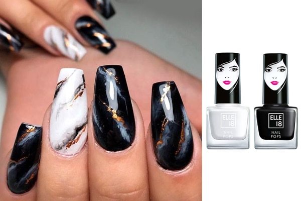 Cute Fall Nails To Help You Get Ready for Autumn Manicure : Black Marble  Nails